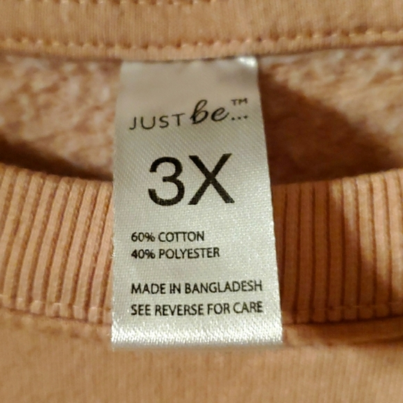 Just Be Blush Colored Scoop Neck Pull Over Sweatshirt; 3X - Picture 2 of 2